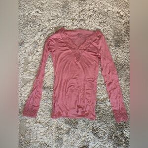 Intimissimi pink cashmere long sleeve with lace size small